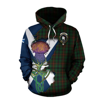 Tartan Vibes Clothing Tennant Tartan Family Crest Cotton Hoodie Scottish Thistle Celtic Inspired
