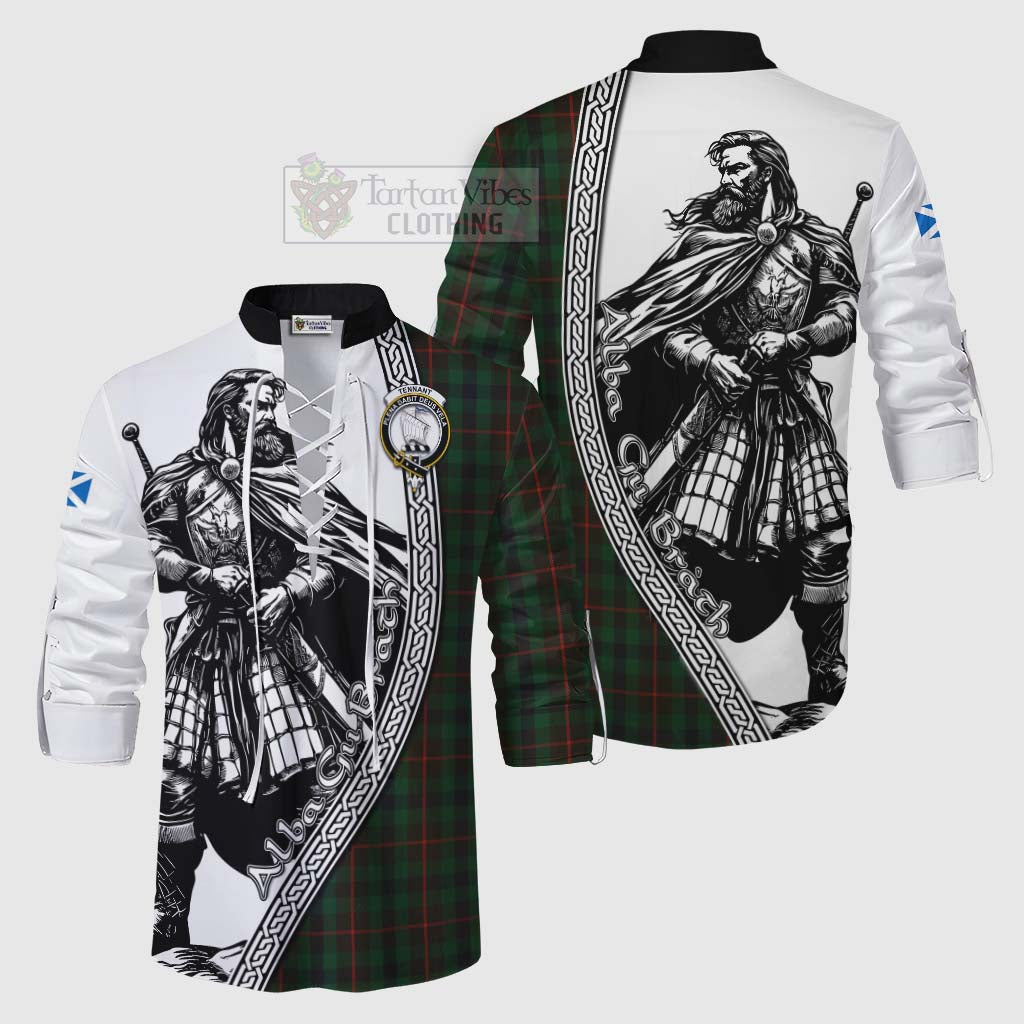 Tennant Tartan Clan Crest Ghillie Kilt Shirt with Highlander Warrior Celtic Style Men - Tartan Vibes Clothing