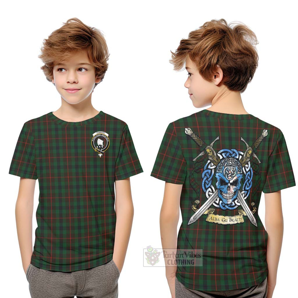 Tennant Tartan Kid T-Shirt with Family Crest Celtic Skull Style Youth XL Size14 - Tartan Vibes Clothing