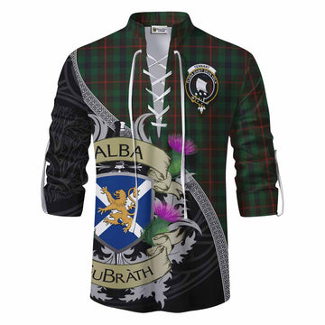 Tennant Tartan Family Crest Ghillie Kilt Shirt Lion Rampant Royal Thistle Shield Celtic Inspired Men - Tartan Vibes Clothing