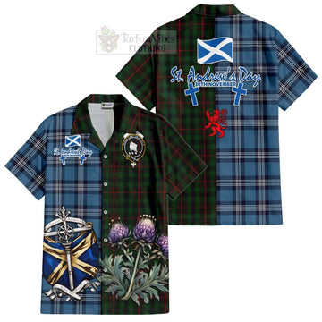 Tennant Tartan Hawaiian Shirt Happy St. Andrew's Day Half Tartan Style Kid - Tartan Vibes Clothing