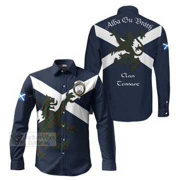 Tennant Tartan Lion Rampant Long Sleeve Button Shirt Proudly Display Your Heritage with Alba Gu Brath and Clan Name Men's Shirt S - Tartan Vibes Clothing