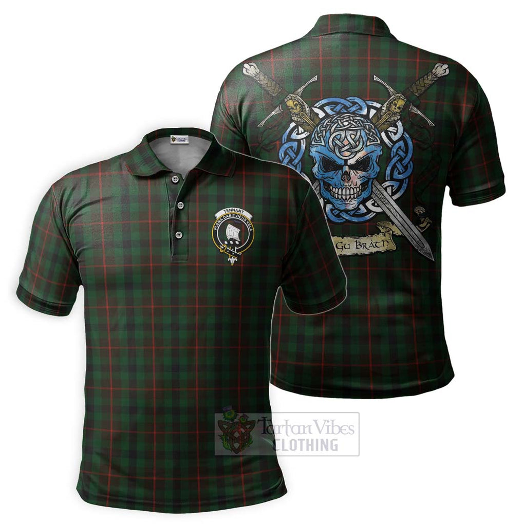 Tennant Tartan Polo Shirt with Family Crest Celtic Skull Style Kid - Tartan Vibes Clothing
