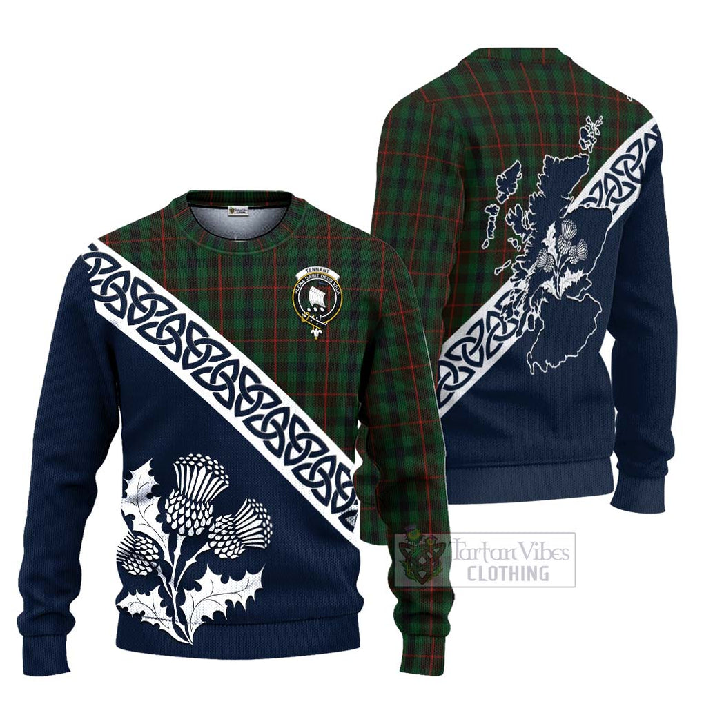 Tennant Tartan Ugly Sweater Featuring Thistle and Scotland Map Unisex - Tartan Vibes Clothing