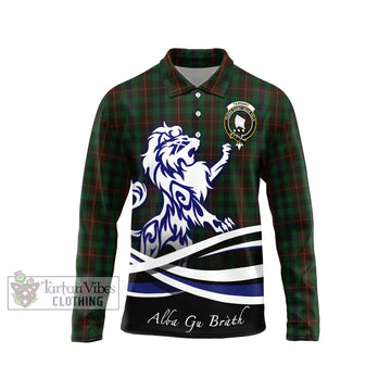 Tennant Tartan Long Sleeve Polo Shirt with Alba Gu Brath Regal Lion Emblem Unisex - Tartan Vibes Clothing