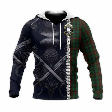 Tennant Tartan Knitted Hoodie with Family Crest Cross Sword Thistle Celtic Vibes Unisex Knitted Pullover Hoodie - Tartan Vibes Clothing