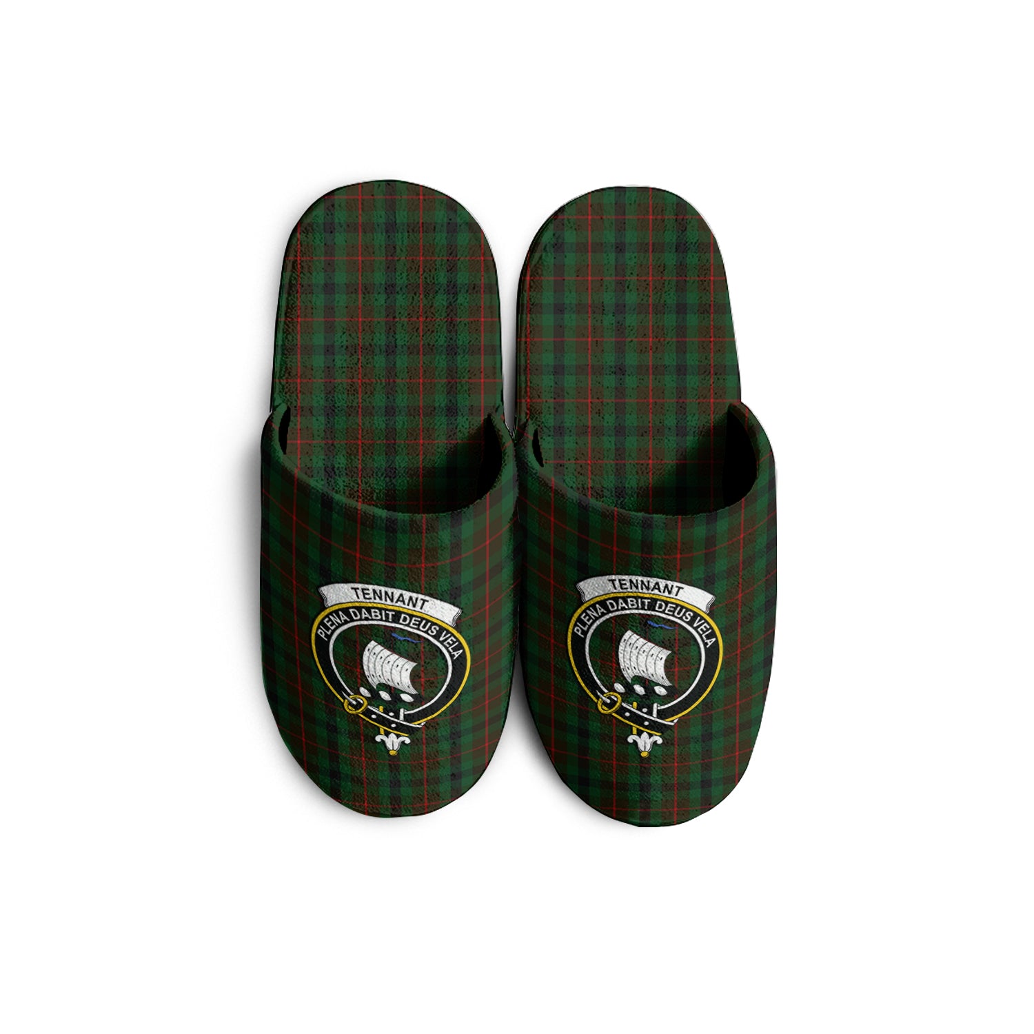 Tennant Tartan Home Slippers with Family Crest - Tartanvibesclothing Shop