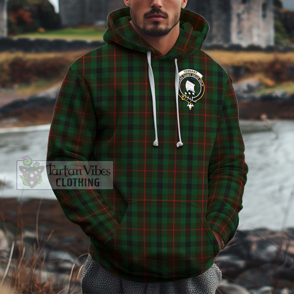 Tennant Tartan Cotton Hoodie with Family Crest Zip Hoodie - Tartan Vibes Clothing
