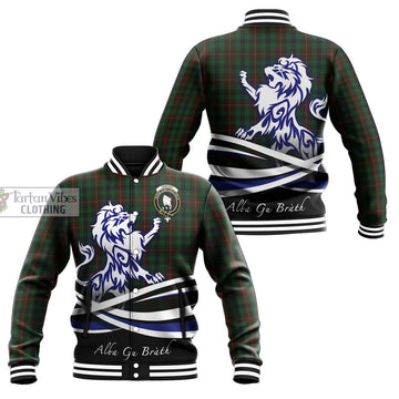 Tennant Tartan Baseball Jacket with Alba Gu Brath Regal Lion Emblem Unisex - Tartan Vibes Clothing