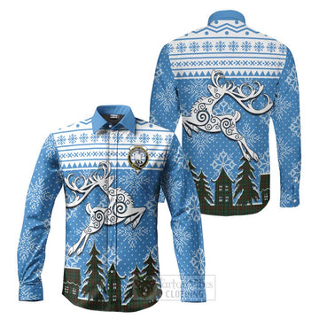 Tennant Clan Christmas Long Sleeve Button Shirt Celtic Reindeer Style Men's Shirt S - Tartan Vibes Clothing