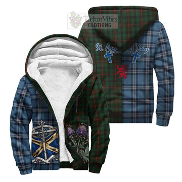 Tennant Tartan Sherpa Hoodie Happy St. Andrew's Day Half Tartan Style Unisex S - Tartan Vibes Clothing