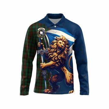 Tennant Tartan Family Crest Long Sleeve Polo Shirt with Scottish Majestic Lion Unisex - Tartan Vibes Clothing