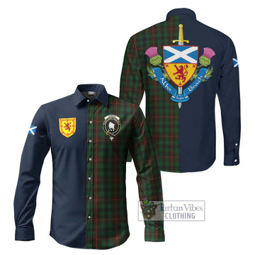 Tennant Tartan Long Sleeve Button Shirt Alba with Scottish Lion Royal Arm Half Style Men's Shirt S - Tartan Vibes Clothing