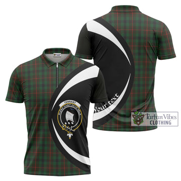 Tennant Tartan Zipper Polo Shirt with Family Crest Circle Style Unisex - Tartan Vibes Clothing