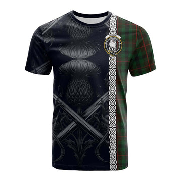 Tartan Vibes Clothing Tennant Tartan Cotton T-shirt with Family Crest Cross Sword Thistle Celtic Vibes