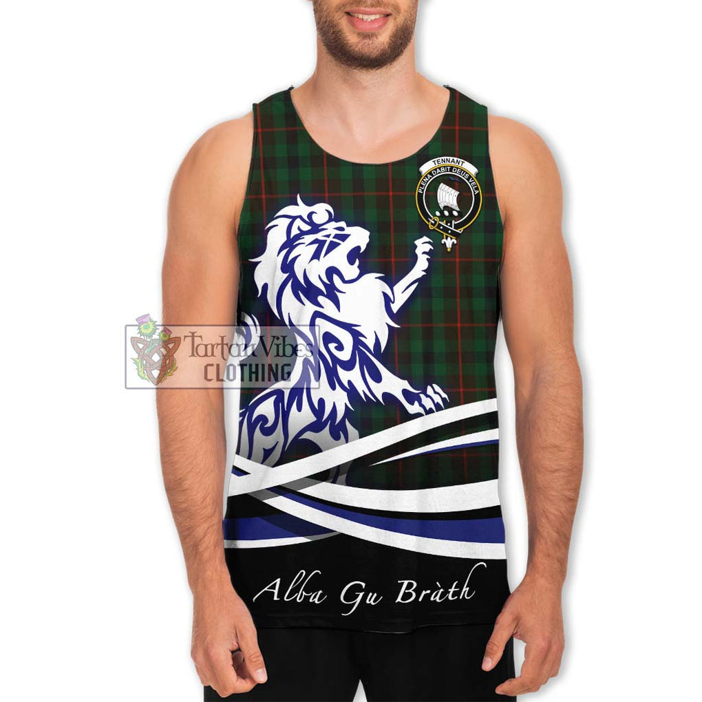 Tennant Tartan Men's Tank Top with Alba Gu Brath Regal Lion Emblem Men - Tartan Vibes Clothing