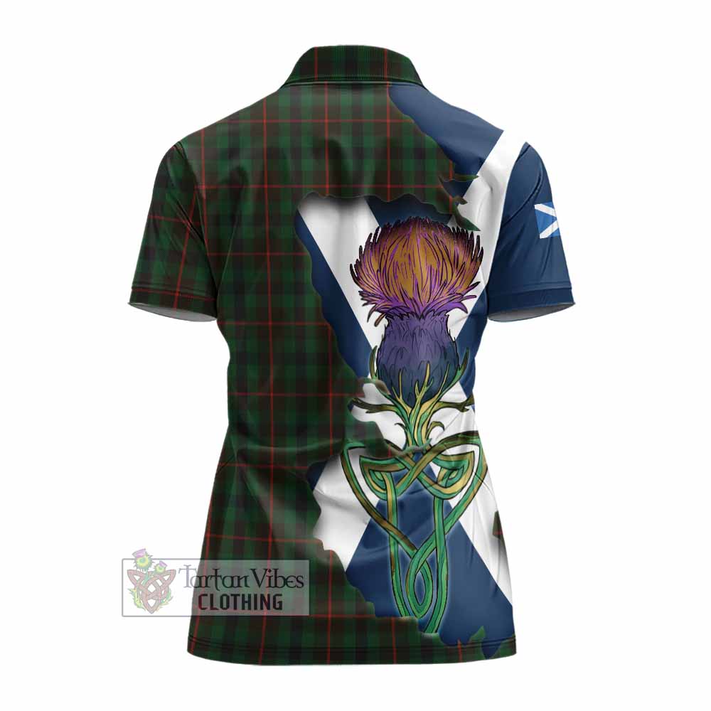 Tartan Vibes Clothing Tennant Tartan Family Crest Women's Polo Shirt Scottish Thistle Celtic Inspired
