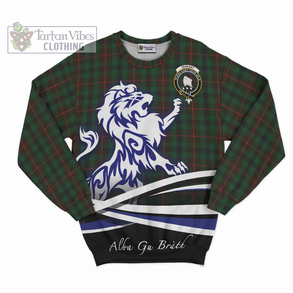 Tennant Tartan Sweatshirt with Alba Gu Brath Regal Lion Emblem - Tartan Vibes Clothing