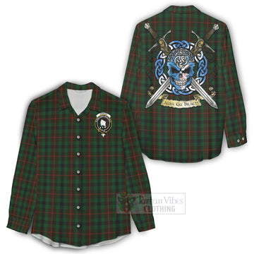 Tennant Tartan Women's Casual Shirt with Family Crest Celtic Skull Style - Tartan Vibes Clothing
