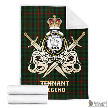 Tennant Tartan Blanket with Clan Crest and the Golden Sword of Courageous Legacy
