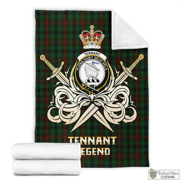 Tennant Tartan Blanket with Clan Crest and the Golden Sword of Courageous Legacy - Tartan Vibes Clothing