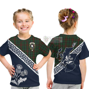 Tennant Tartan Kid T-Shirt Featuring Thistle and Scotland Map - Tartan Vibes Clothing