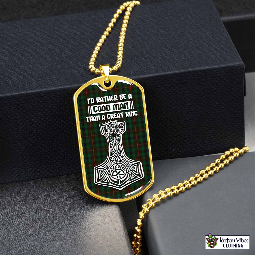 Tennant Tartan Dog Tag Necklace Viking Mjolnir Style Gold No - Tartan Vibes Clothing