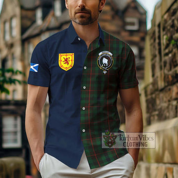 Tennant Tartan Hawaiian Shirt Alba with Scottish Lion Royal Arm Half Style - Tartan Vibes Clothing