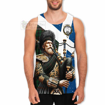 Tennant Tartan Men's Tank Top with Family Crest Scottish Bagpiper Vibes - Tartan Vibes Clothing