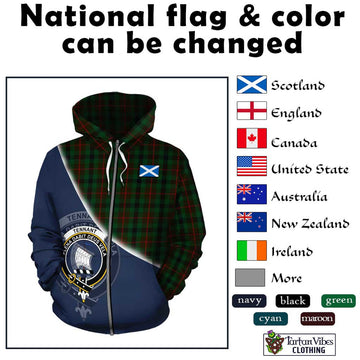 Tennant Tartan Hoodie with Personalised National Flag and Family Crest Half Style - Tartan Vibes Clothing