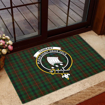 Tennant Tartan Rubber Doormat with Family Crest