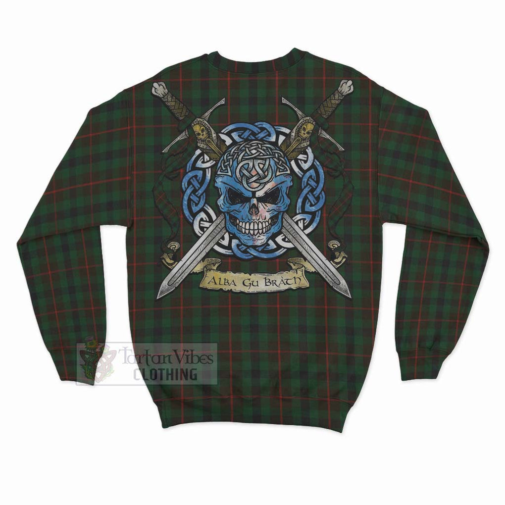 Tennant Tartan Sweatshirt with Family Crest Celtic Skull Style - Tartan Vibes Clothing