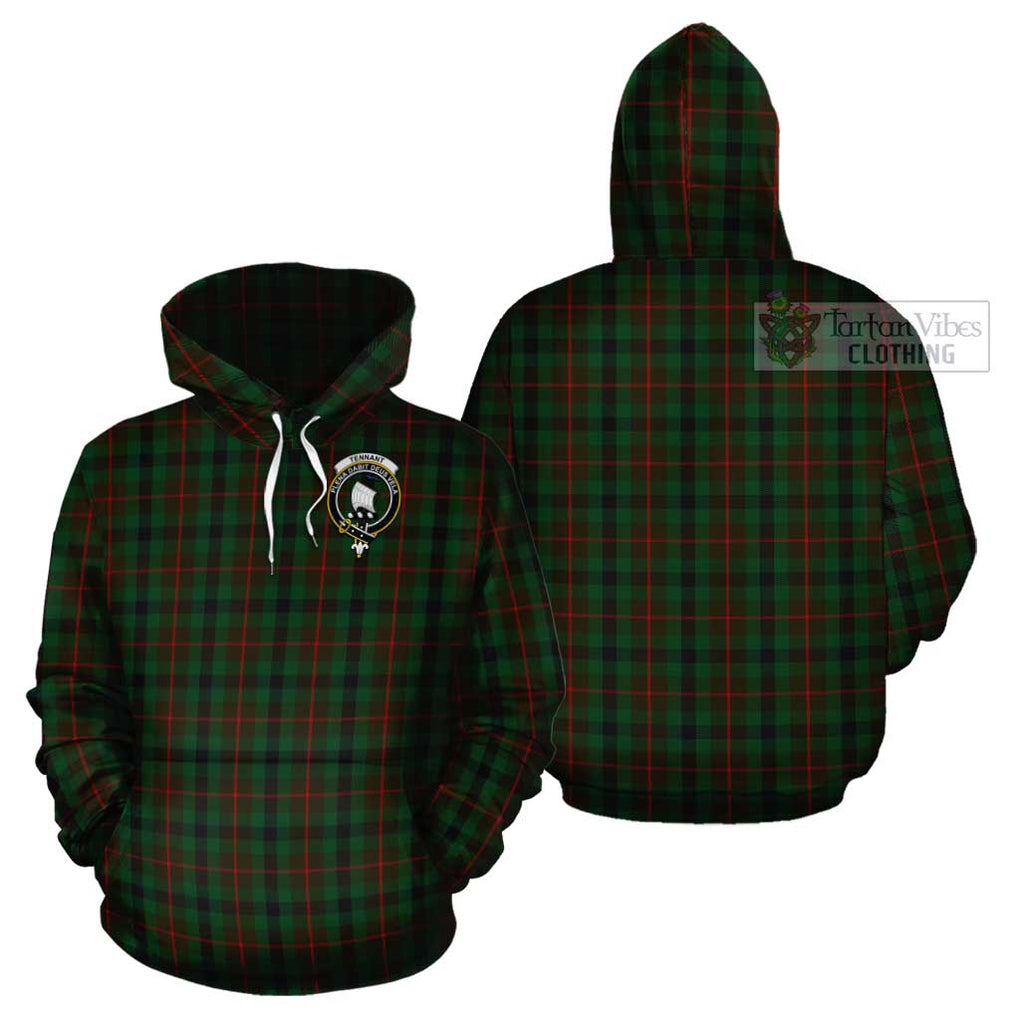 Tennant Tartan Cotton Hoodie with Family Crest - Tartan Vibes Clothing
