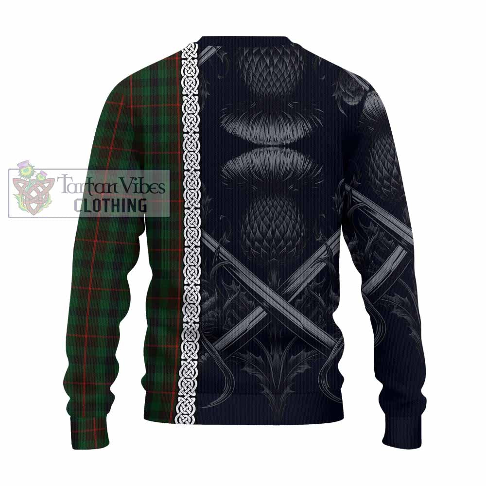 Tennant Tartan Knitted Sweater with Family Crest Cross Sword Thistle Celtic Vibes - Tartan Vibes Clothing