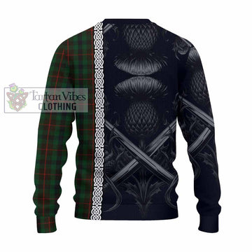 Tennant Tartan Knitted Sweater with Family Crest Cross Sword Thistle Celtic Vibes - Tartan Vibes Clothing