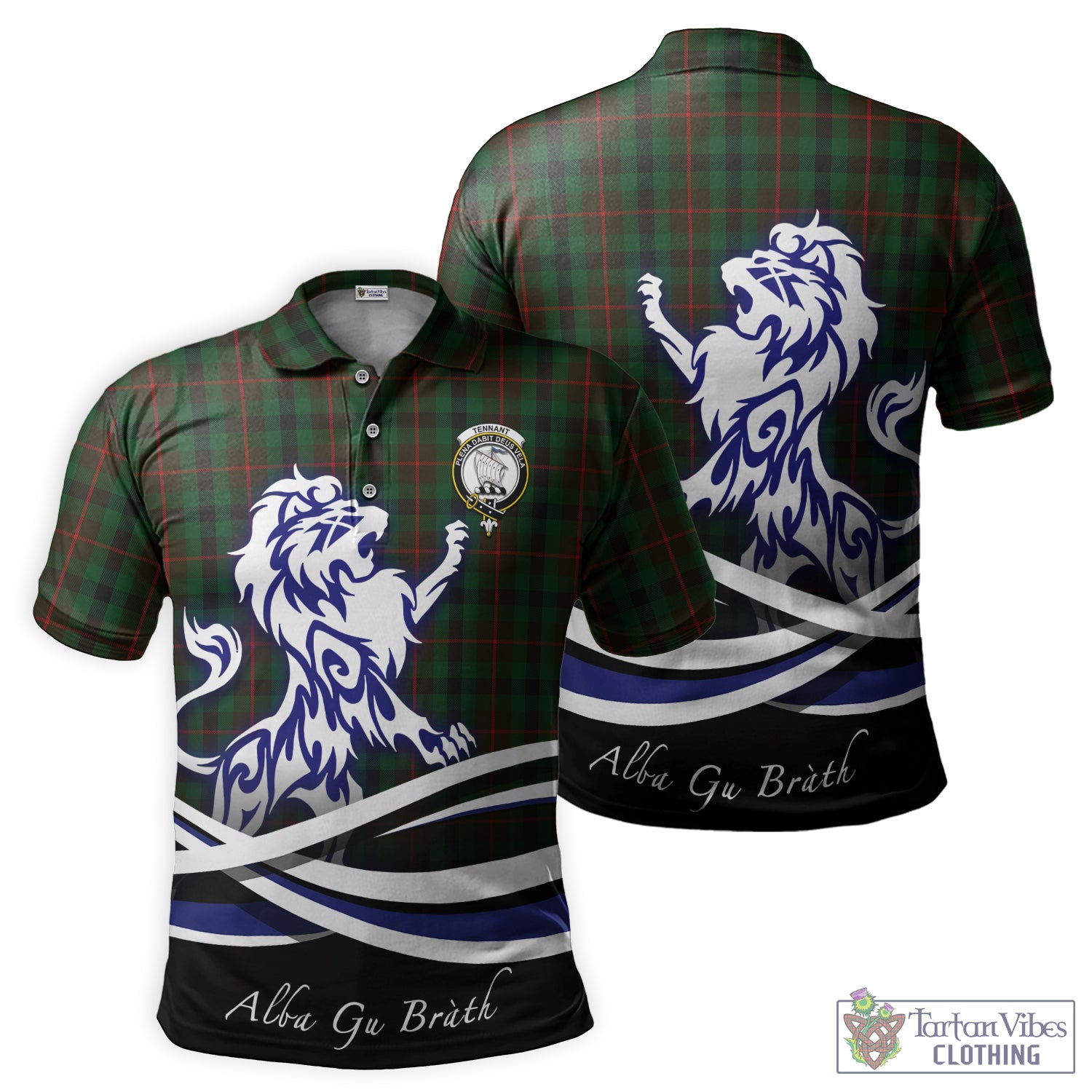 Tennant Tartan Polo Shirt with Alba Gu Brath Regal Lion Emblem - Tartan Vibes Clothing