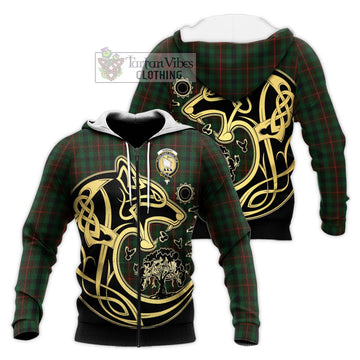 Tennant Tartan Knitted Hoodie with Family Crest Celtic Wolf Style Unisex Knitted Zip Hoodie - Tartan Vibes Clothing