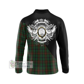 Tennant Tartan Long Sleeve Polo Shirt with Family Crest and Military Logo Style - Tartan Vibes Clothing