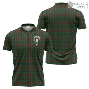 Tennant Tartan Zipper Polo Shirt with Family Crest - Tartan Vibes Clothing