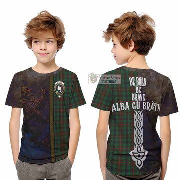 Tennant Tartan Family Crest Kid T-Shirt Alba Gu Brath Be Brave Lion Ancient Style - Tartan Vibes Clothing