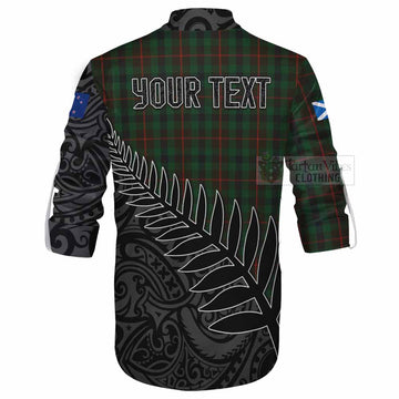 Tennant Crest Tartan Ghillie Kilt Shirt with New Zealand Silver Fern Half Style - Tartan Vibes Clothing