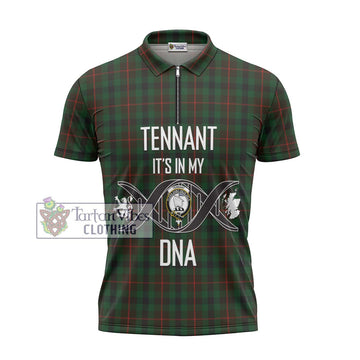 Tennant Tartan Zipper Polo Shirt with Family Crest DNA In Me Style - Tartan Vibes Clothing