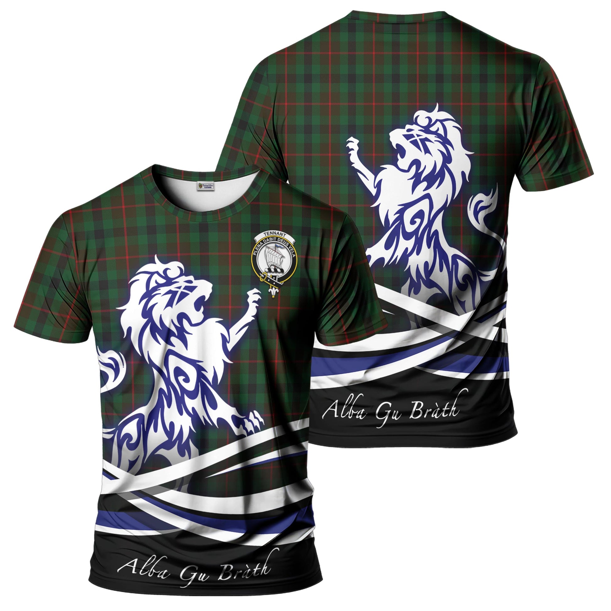 Tennant Tartan T-Shirt with Alba Gu Brath Regal Lion Emblem - Tartan Vibes Clothing