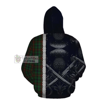 Tennant Tartan Cotton Hoodie with Family Crest Cross Sword Thistle Celtic Vibes Pullover Hoodie - Tartan Vibes Clothing