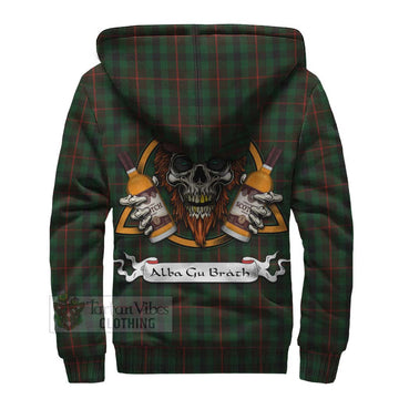 Tennant Tartan Sherpa Hoodie with Family Crest and Bearded Skull Holding Bottles of Whiskey - Tartan Vibes Clothing
