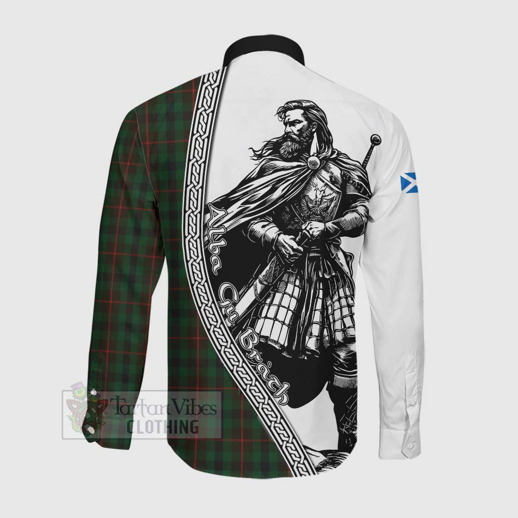 Tennant Tartan Clan Crest Long Sleeve Button Shirt with Highlander Warrior Celtic Style Men's Shirt - Tartan Vibes Clothing