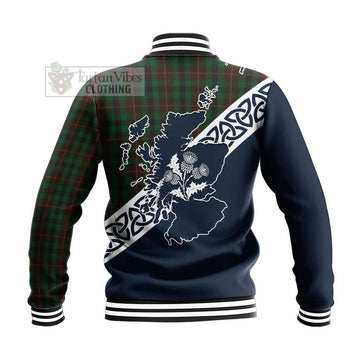 Tennant Tartan Baseball Jacket Featuring Thistle and Scotland Map - Tartan Vibes Clothing