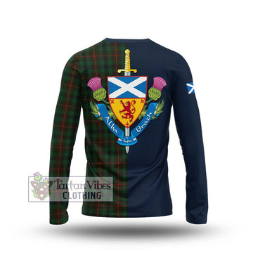 Tennant Tartan Long Sleeve T-Shirt Alba with Scottish Lion Royal Arm Half Style - Tartan Vibes Clothing