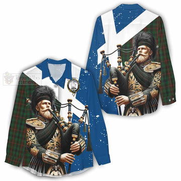 Tennant Tartan Women's Casual Shirt with Family Crest Scottish Bagpiper Vibes - Tartan Vibes Clothing