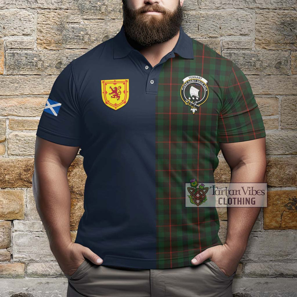Tennant Tartan Polo Shirt Alba with Scottish Lion Royal Arm Half Style - Tartan Vibes Clothing